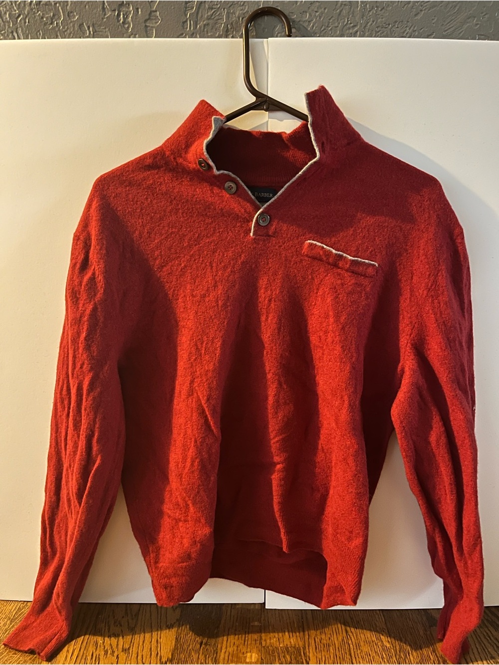 Men's Red Turtleneck Button Pullover Sweater